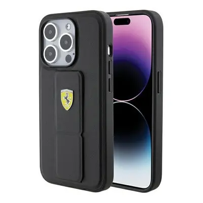 Ferrari Hard Case Grip Stand with Metal Logo for iphone Pro Max 6.7" Black - FEHCP15XGSPSIK