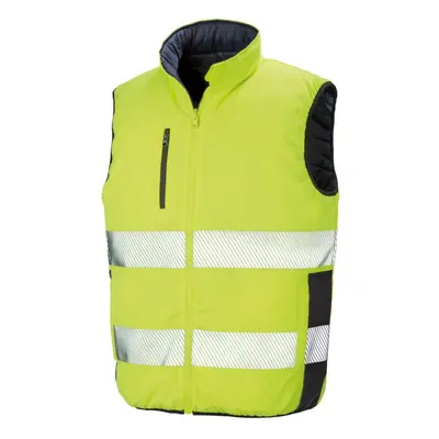 (S, Fluorescent Yellow/Navy) SAFE-GUARD by Result Unisex Adult Soft Touch Reversible Gilet