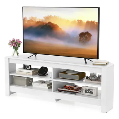 Corner TV Stand w/ Power Outlet 3-Tier Table w/4 Open Storage Shelves