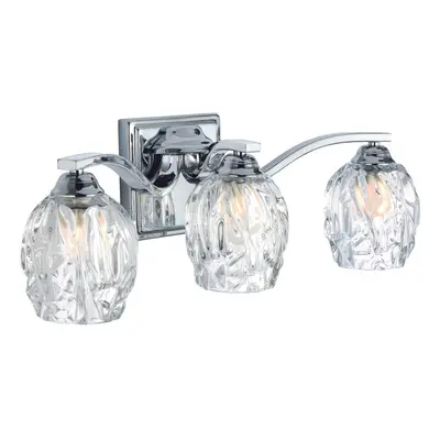 IP44 Bulb Wall Light Cut Glass Clear Shades Polished Chrome LED G9 3.5W