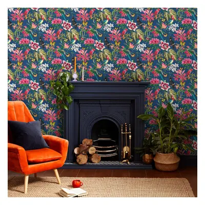 Envy Paradiso Deep Navy Floral Wallpaper