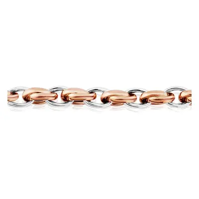 Jewelco London 9ct 2-Colour Gold Interlocked Oval Belcher Bracelet 5mm 7.25" - BRNR02787-07