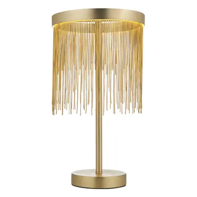 Satin Brass Table Lamp Light & Waterfall Chain Shade - Integrated LED Module