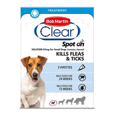 (Small Dog, Case of Packs) Bob Martin Clear Spot On Dog Flea & Tick Solution