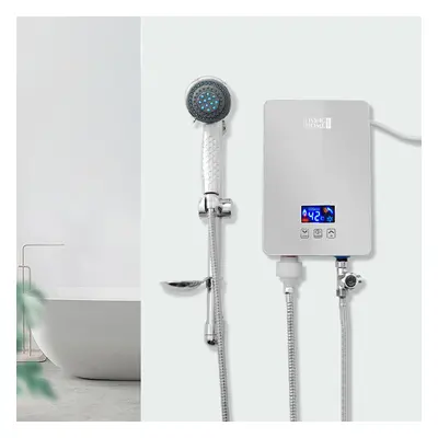 (Sliver) 6KW Tankless Electric Instant Water Heater with Shower Head Digital Temperature Display