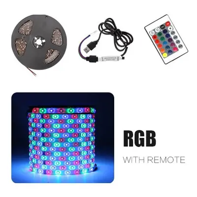 (RGB, With Remote Keys) USB LED Strip Flexible Lamp SMD Desk Decor Screen TV Background Lighting