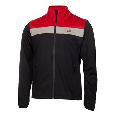 (S, Black/Red) Calvin Klein Mens Colour Block Waterproof Stretch Golf Jacket