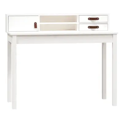 (white) vidaXL Solid Wood Pine Desk Wooden Computer Study Working Table Multi Colours