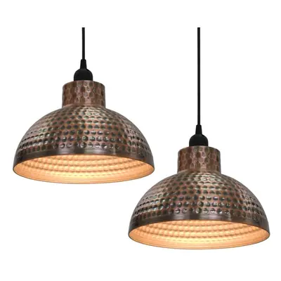 vidaXL 2x Ceiling Lamps Semi-spherical Copper Colour Pendant Lighting Fixture