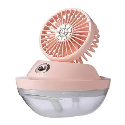 (Pink) 5V Ocean Wind Spray Fan Wireless Humidifier Fan Gear Speed 90Adjustable Angle Portable US