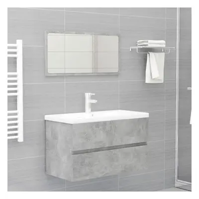 vidaXL Bathroom Furniture Set Concrete Grey Chipboard Cabinet Wall Mirror