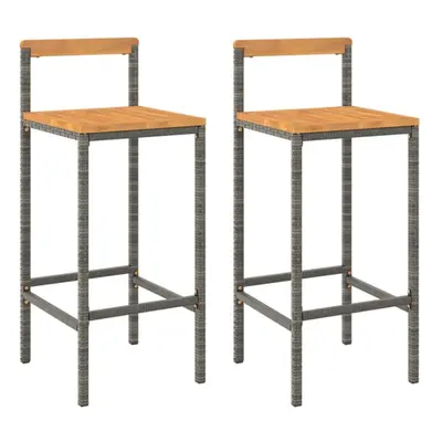 (grey, x x cm/ pcs) vidaXL Bar Stools Pub Stool Bar Chair Grey Poly Rattan and Solid Wood Acacia