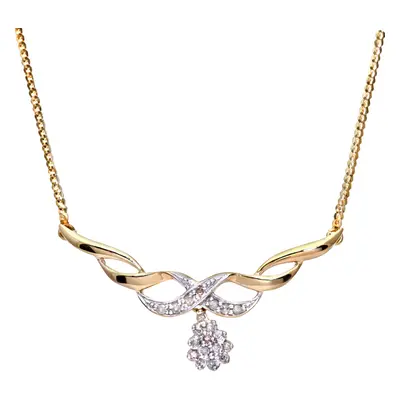 Jewelco London 9ct Yellow Gold Round 10pts Diamond Kiss Lavalier Necklace inch 46cm - PNEAXL0122