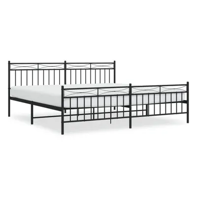 (black, 193x203 cm/with headboard & footboard) vidaXL Metal Bed Frame Home Bedroom Bed Base Matt