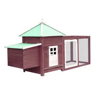 vidaXL Solid Firwood Chicken Coop with Nest Box Mocha Hen House Hutch Cage