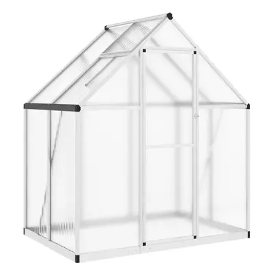 (silver, x x cm) vidaXL Greenhouse with Base Frame Garden Walk in Plant Grow House Aluminium