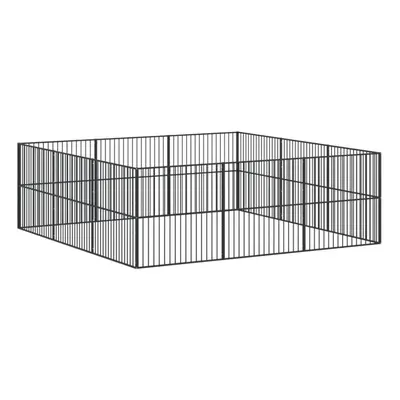 vidaXL Dog Playpen Panels Dog Kennel Pet Dog Crate Black Galvanised Steel