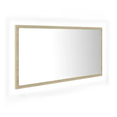 vidaXL LED Bathroom Mirror Sonoma Oak 90x8.5x37 cm Acrylic Washroom Mirror