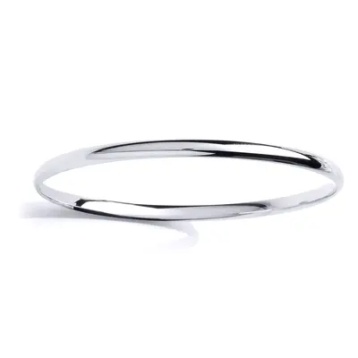 Jewelco London Ladies Sterling Silver Plain Polished D-Shape Bangle Bracelet 3mm - GVG191