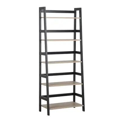 Ladder Shelf Light Wood and Black CROYDON