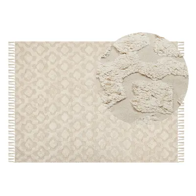 Cotton Area Rug x cm Beige AKSARAY