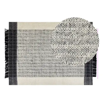 Wool Area Rug x cm Black and White KETENLI