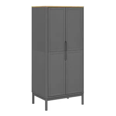 vidaXL Wardrobe Bedroom Closet Clothes Storage Organiser Grey Solid Wood Pine