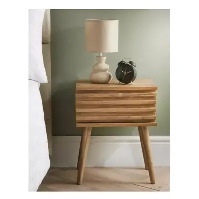 Funky Mango Wood Bedside Table Drawer Cabinet Storage Lamp Stand Decor