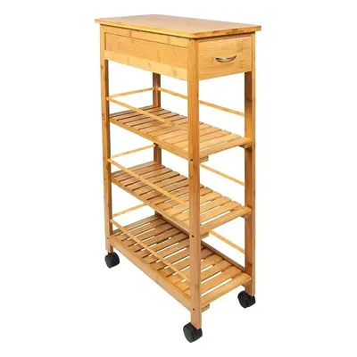 HOMION Kitchen Trolley with Drawer Slim Portable Space Saver Wood Organiser Island Storage Baske