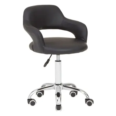 Premier Housewares Black PU Home Office Chair with Curved Back