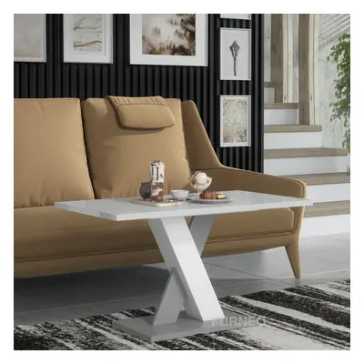 Furneo Coffee Side Table High Gloss White & Matt Grey Modern Living Room Furniture Enzo