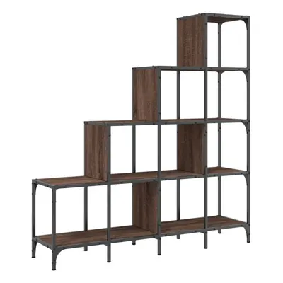 vidaXL Bookcase Bookshelf Side Cabinet Brown Oak Engineered Wood and Metal