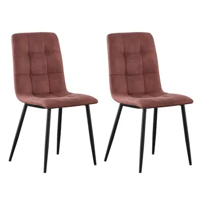 (Pink, 2) MCC Faux Matte Suede Leather Dining Chairs