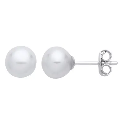 Jewelco London Ladies Rhodium Plated Sterling Silver Cream Pearl Levana Full Moon Stud Earrings 