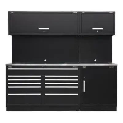 All-in-One 2.3m Garage Storage System - Modular Units - Stainless Steel Worktop