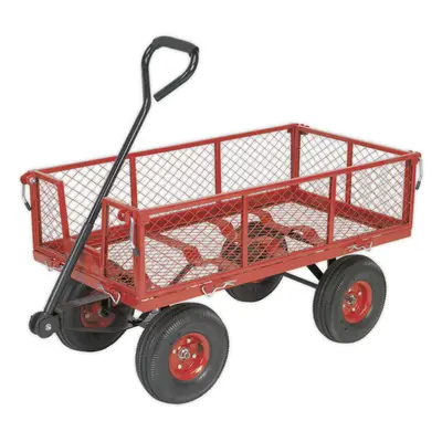 200kg Heavy Duty Platform Truck - Drop Down & Removable Sides - Pneumatic Wheels