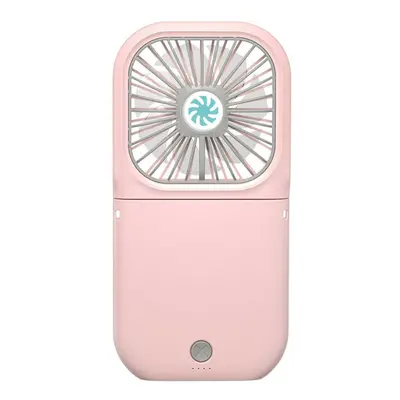 (Pink) Mini Portable Hanging Neck Fan Folding USB Small Fan Silent Charging Treasure Cooling Fan