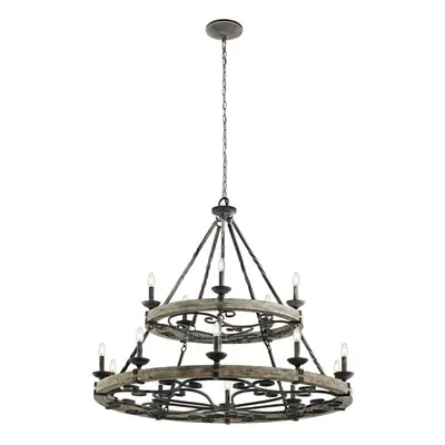 15 Bulb Chandelier Hanging Pendant LIght Weathered Zinc LED E14 60W Bulb