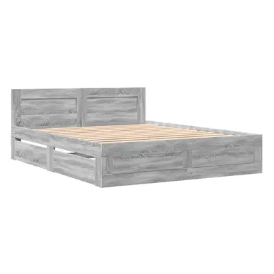 vidaXL Bed Frame with Headboard Bed Grey Sonoma King Size Engineered Wood