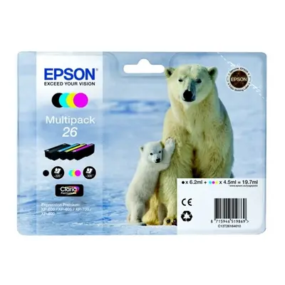 Epson C13T26164010 (26) Ink cartridge multi pack, 220pg + 3x300pg, 6ml + 3x5ml, Pack qty