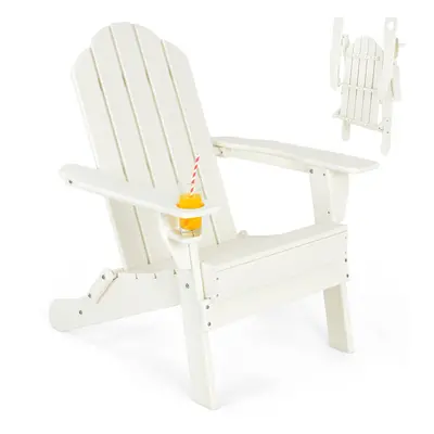 Folding Adirondack Chair Weather Resistant Patio Chair with Cup Holder