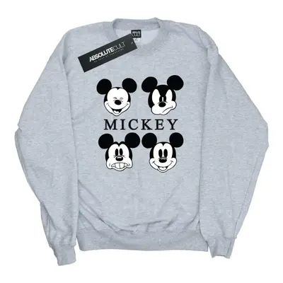 (3XL, Sports Grey) Disney Mens Four Heads Mickey Mouse Cotton Sweatshirt