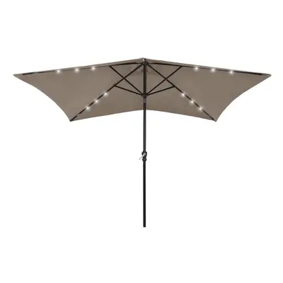 vidaXL Parasol with LEDs and Steel Pole Taupe Garden Parasol Beach Umbrella