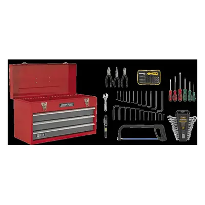 Portable Tool Chest Drawer with Ball-Bearing Slides - Red/Grey & 93pc Tool Kit