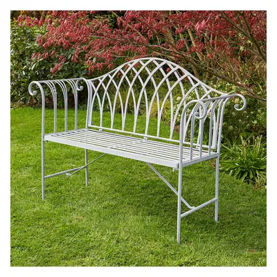 Grey Garden Bench Metal Seater Patio Chair Outdoor Seating Ornate Design