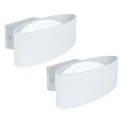 2 PACK IP44 Outdoor Wall Light White Aluminium & Steel 10W LED Porch Lamp