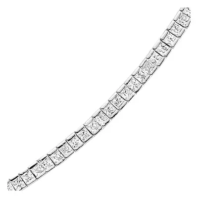 Jewelco London Ladies Sterling Silver Princess Cut Cubic Zirconia Eternity Line Necklace 4mm inc