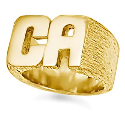 (Z+3) Jewelco London Men's Solid 9ct Yellow Gold Personalised Identity Barked Initial Ring