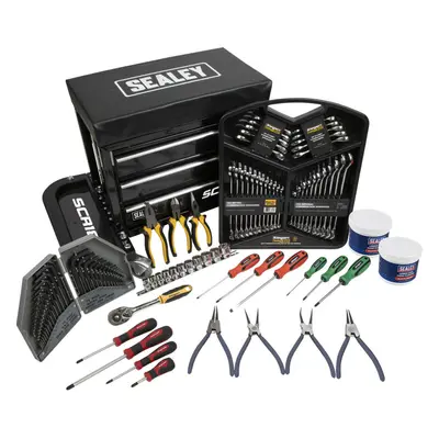 Mechanics Mobile Utility Seat & Tool Kit Bundle - 2-in-1 Utility Seat Tool Box