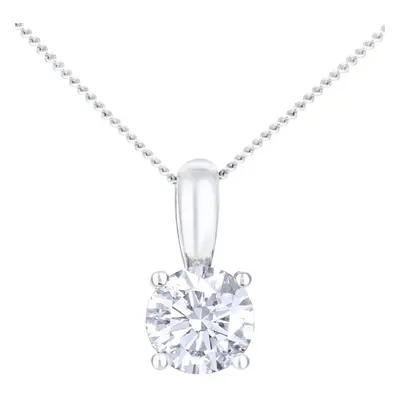 Jewelco London Platinum Round 1/2ct Diamond Solitaire Pendant Necklace inch 46cm - PP0AXL1896PTJ